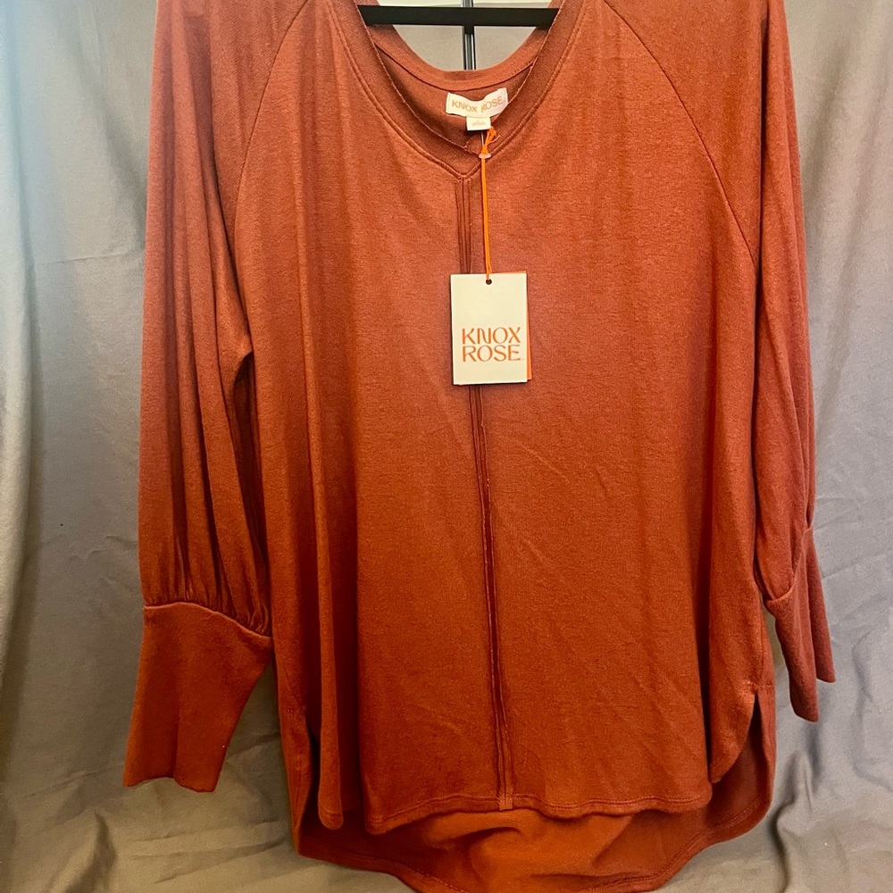Knox Rose Orange 3/4 Sleeve Tunic